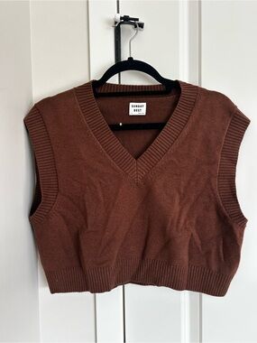 Sunday Best Brown V-Neck Knit Sweater Vest